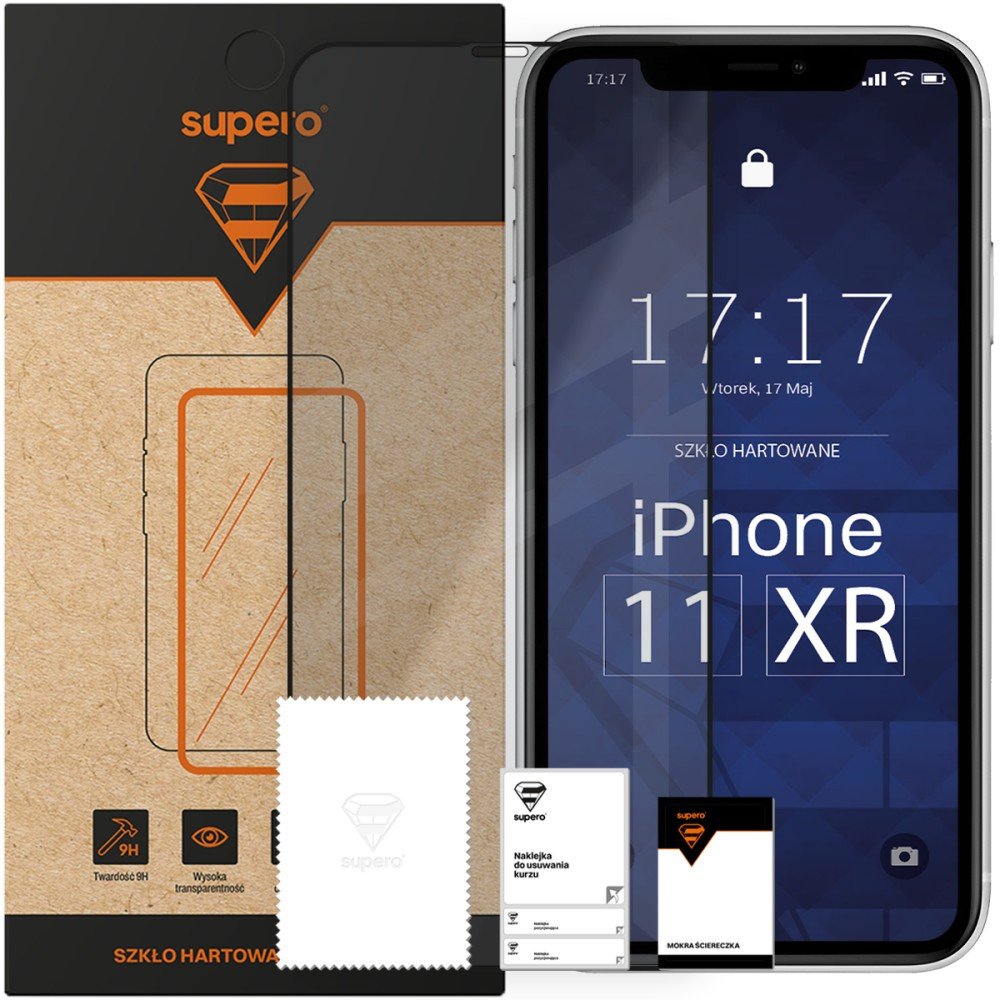 Szkło hartowane Supero do iPhone 11/XR, z czarną ramką