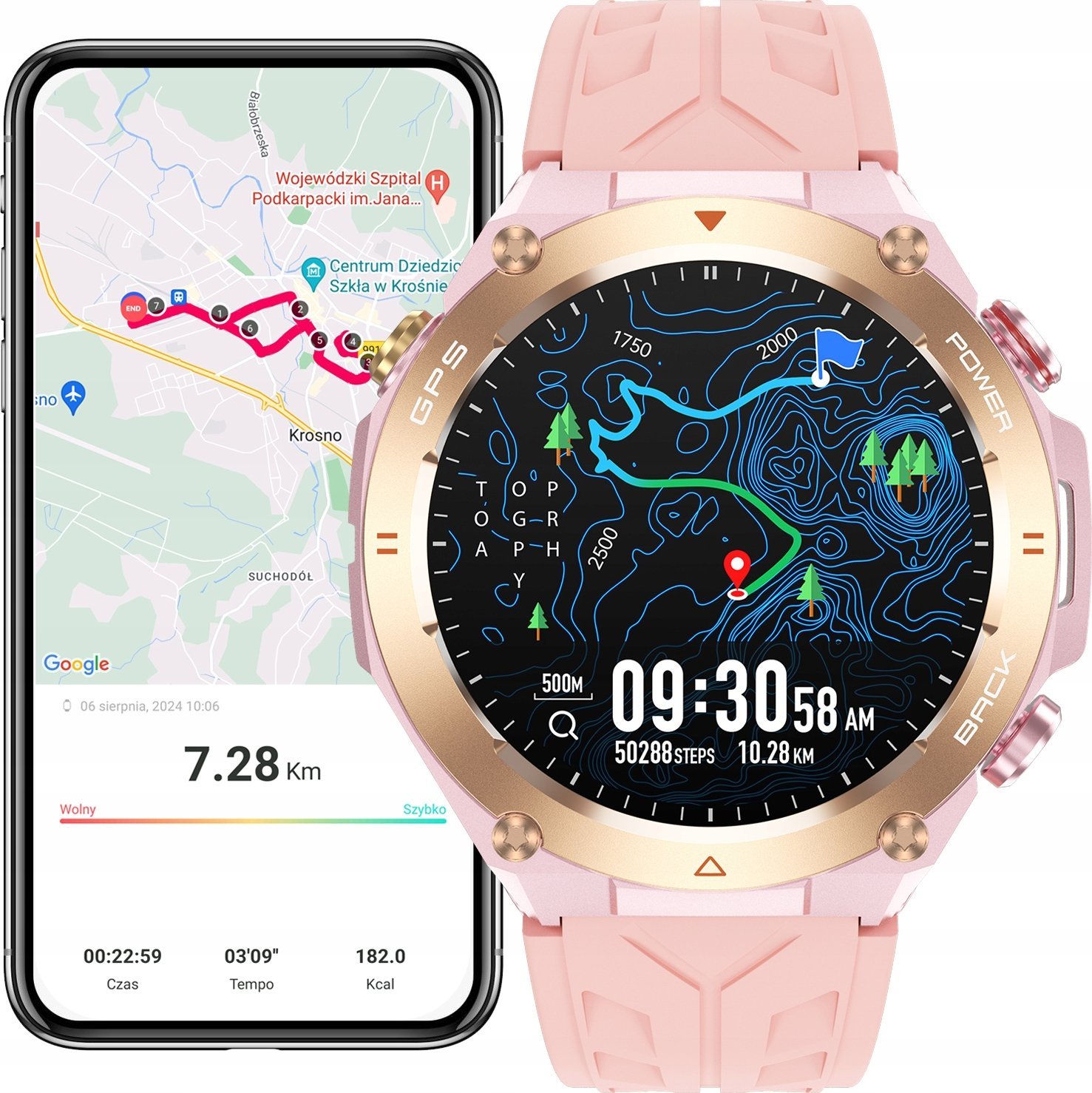 SMARTWATCH Z GPS MENU PL WODOODPORNY SPORT SMART WATCH ROZMOWY KROKOMIERZ