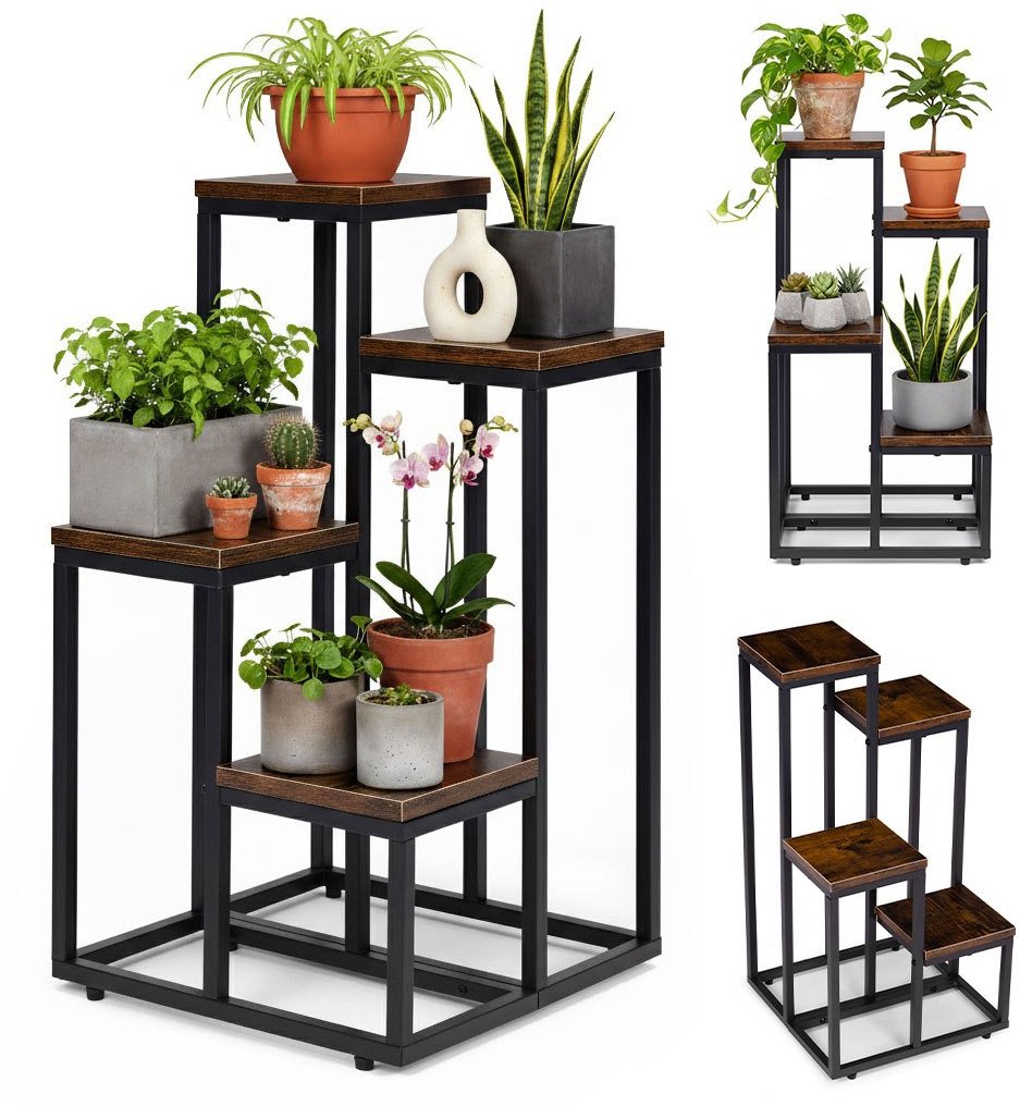 Kwietnik stojący stojak na kwiaty ozdoby 4 półki loft ModernHome EDUKAMP