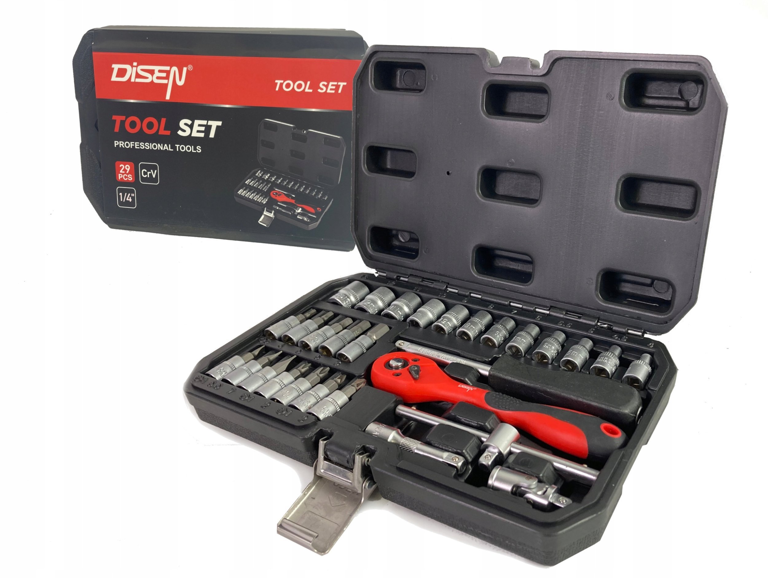 Zestaw narzędzia 1/4 bity nasadki 29el walizka