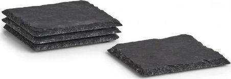 Zeller Zestaw podkładek pod szklankę, 4 sztuki, łupek, 10x10x0,5cm cm