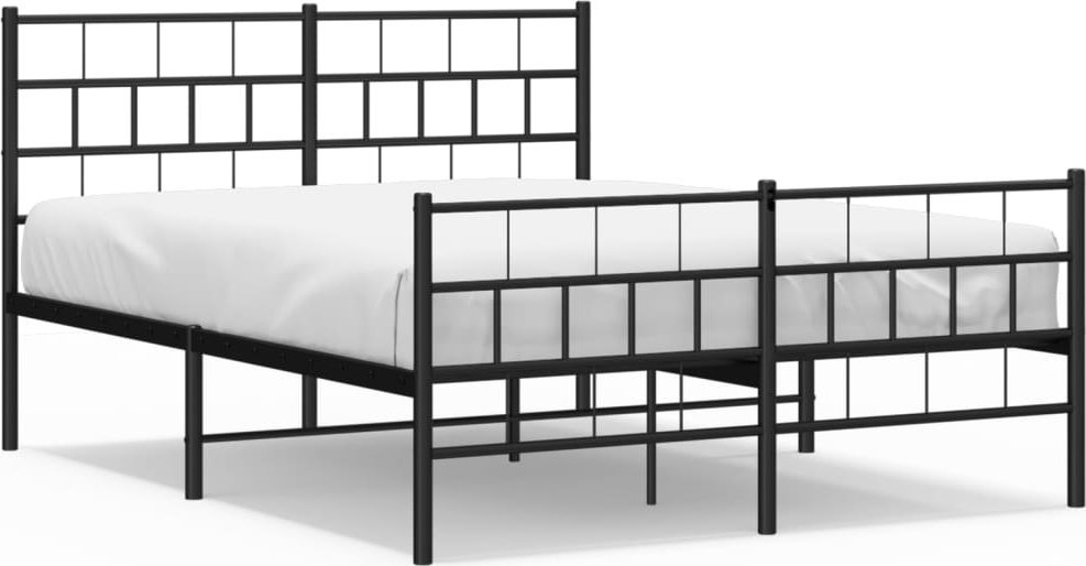 Metalowe łóżko z zanóżkiem, bez materaca, czarne, 160x200 cm