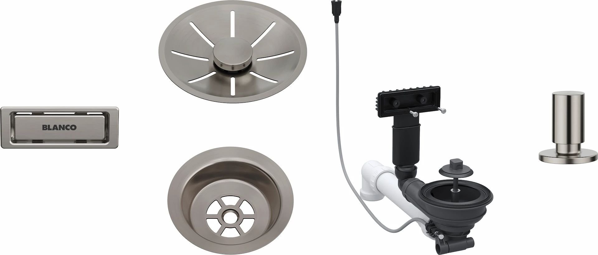 Blanco BLANCO Armatura odpływowo-przelewowa 1x3,5" z InFino, korkiem automat. i elementami stalowymi satin platinum