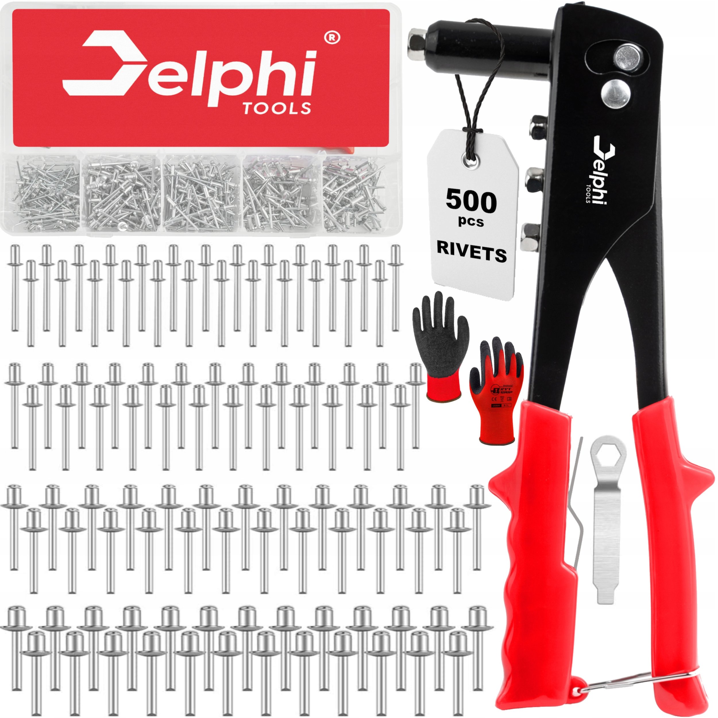 Delphi Tools NITOWNICA RĘCZNA MOCNA + 500x NITY 2.4 - 4.8mm