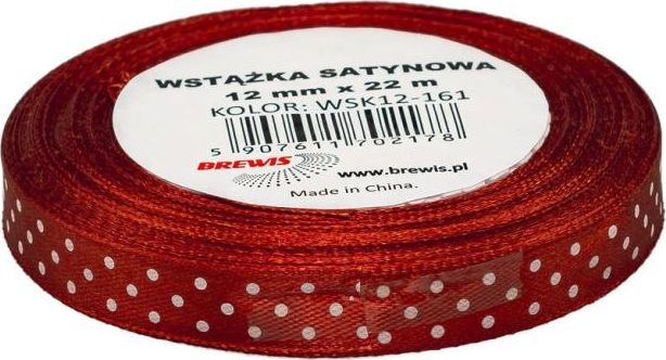 BREWIS Wstążka satynowa BREWIS kropki 12mm x 22m kolor 161 Brewis