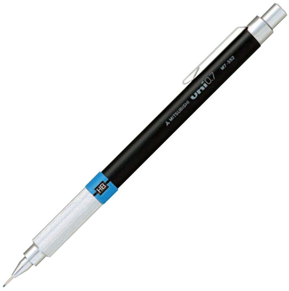 Uni Pencil 0,7mm M7-552 (lækker stiftblyant med metal greb,hårdhedsindikator, topviskelæder)