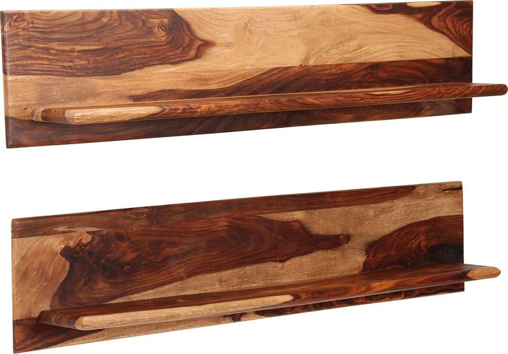 Elior Zestaw drewnianych półek ściennych Connor 3X - brązowy