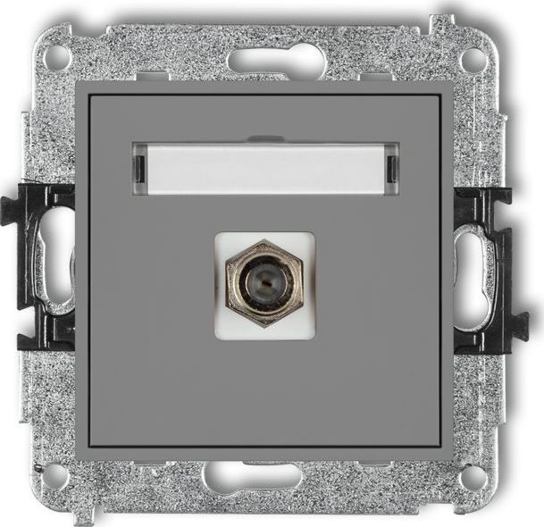 Karlik MINI Gniazdo antenowe pojedyncze typu F (SAT) niklowany szary mat 27MGF-1