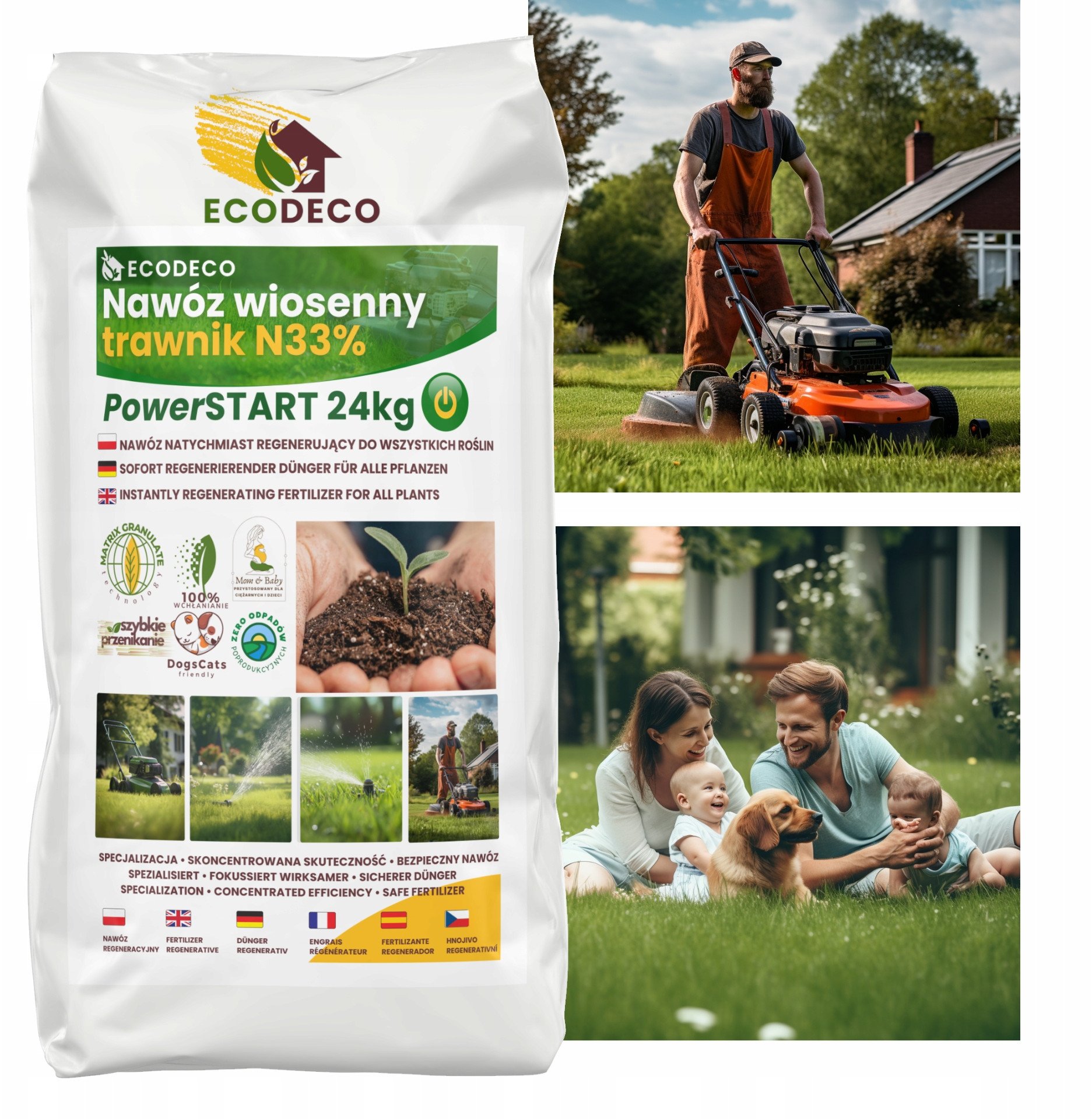 Nawóz Azotowy Power Start Wiosenny Szybko Regenerujący Granulat 24 kg Eco