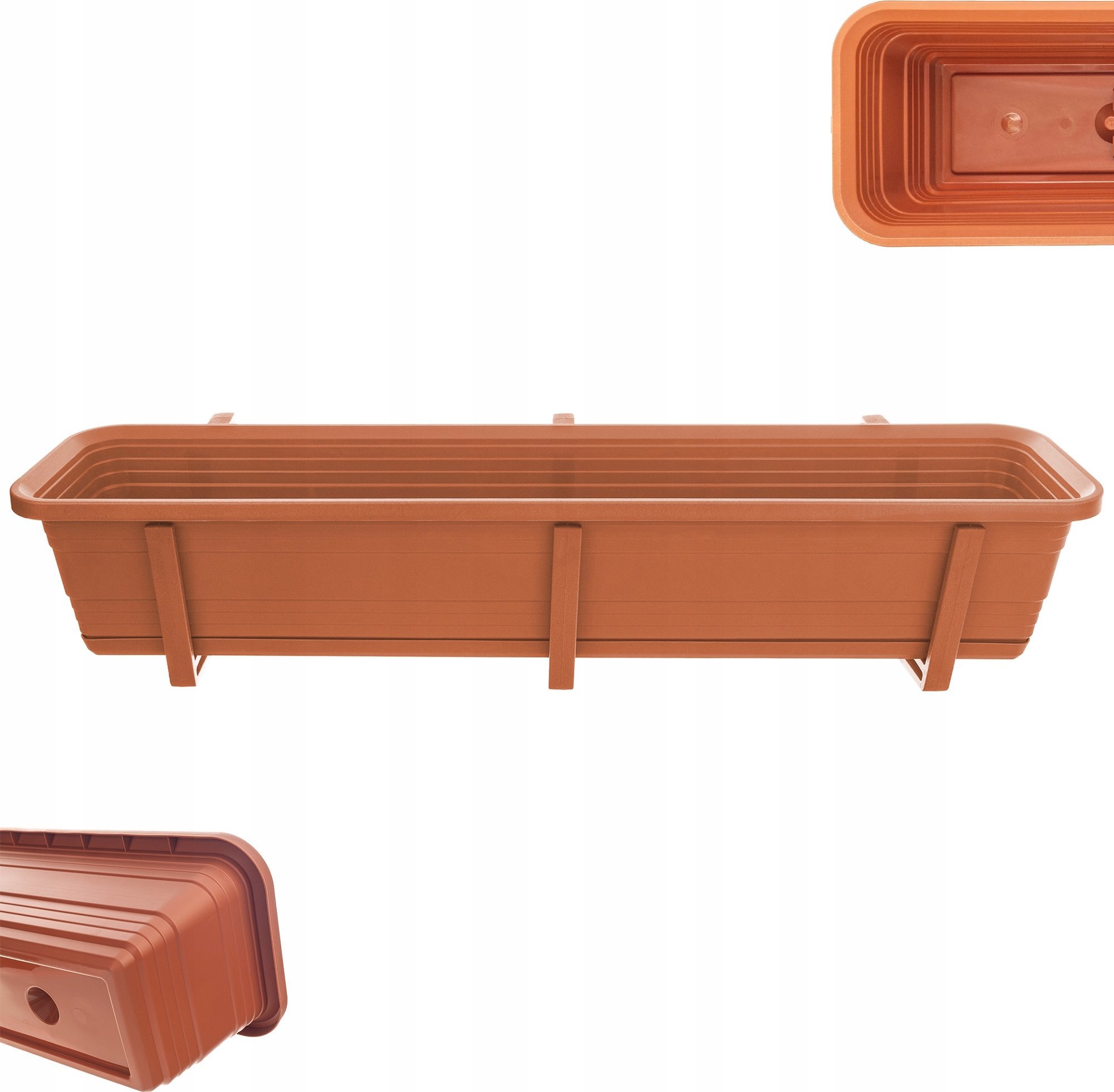 KADAX Skrzynka Balkonowa Doniczka Donica 80cm Uchwyty Podstawka Balkon Balustradę