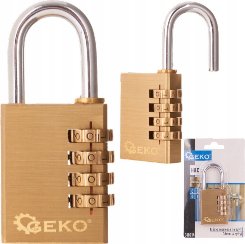 Geko Kłódka mosiężna na szyfr 38mm (4 cyfry) (9/108)