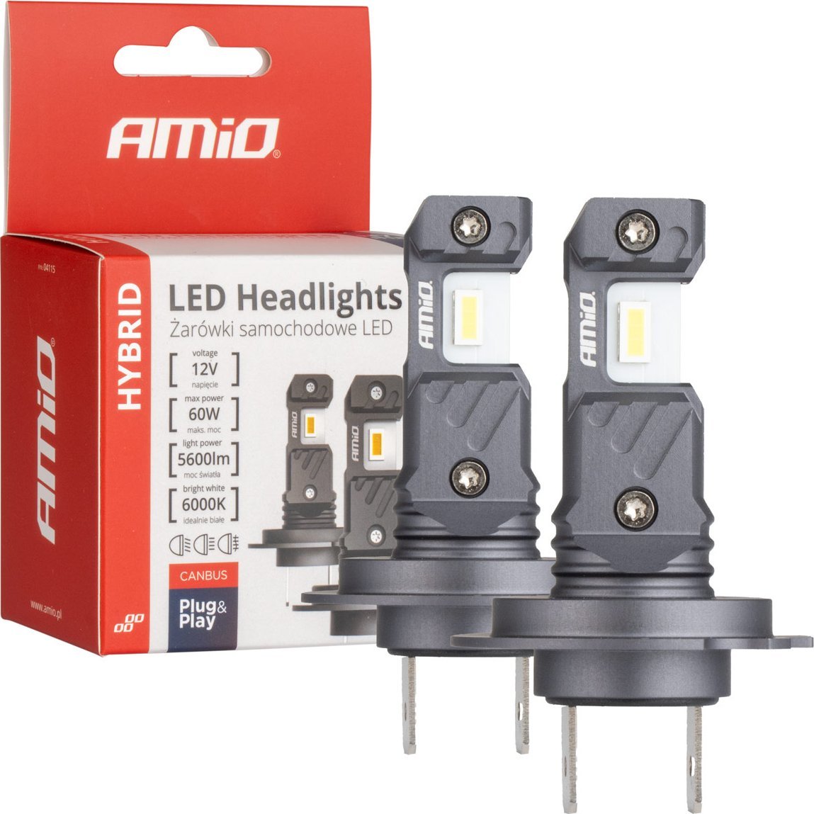 AMiO Żarówki samochodowe led seria hybrid h7 h18 6000k canbus 60w amio-04115