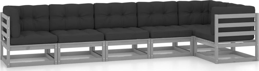 vidaXL 6-cz. zestaw wypoczynkowy do ogrodu, z poduszkami, lita sosna