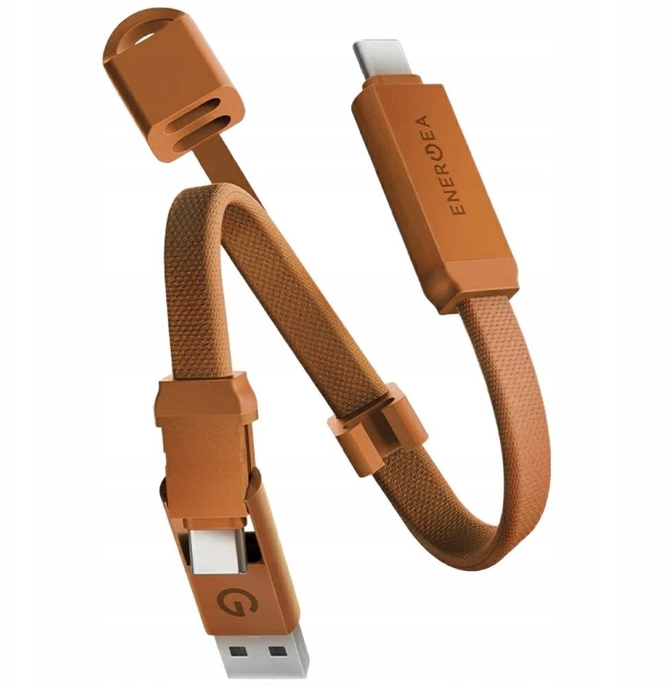 Kabel USB Energea Kabel Sheath Key 2w1 USB-C do USB-C/USB-A 480Mbps 60W 15cm pomarańczowy