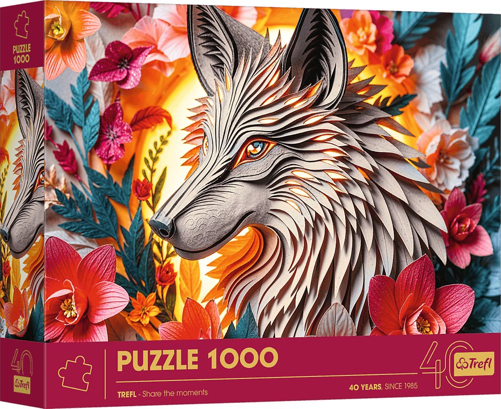 Trefl Puzzle z efektem 3D - 40-lecie Trefl - Wilk 1000 elementów (40041)