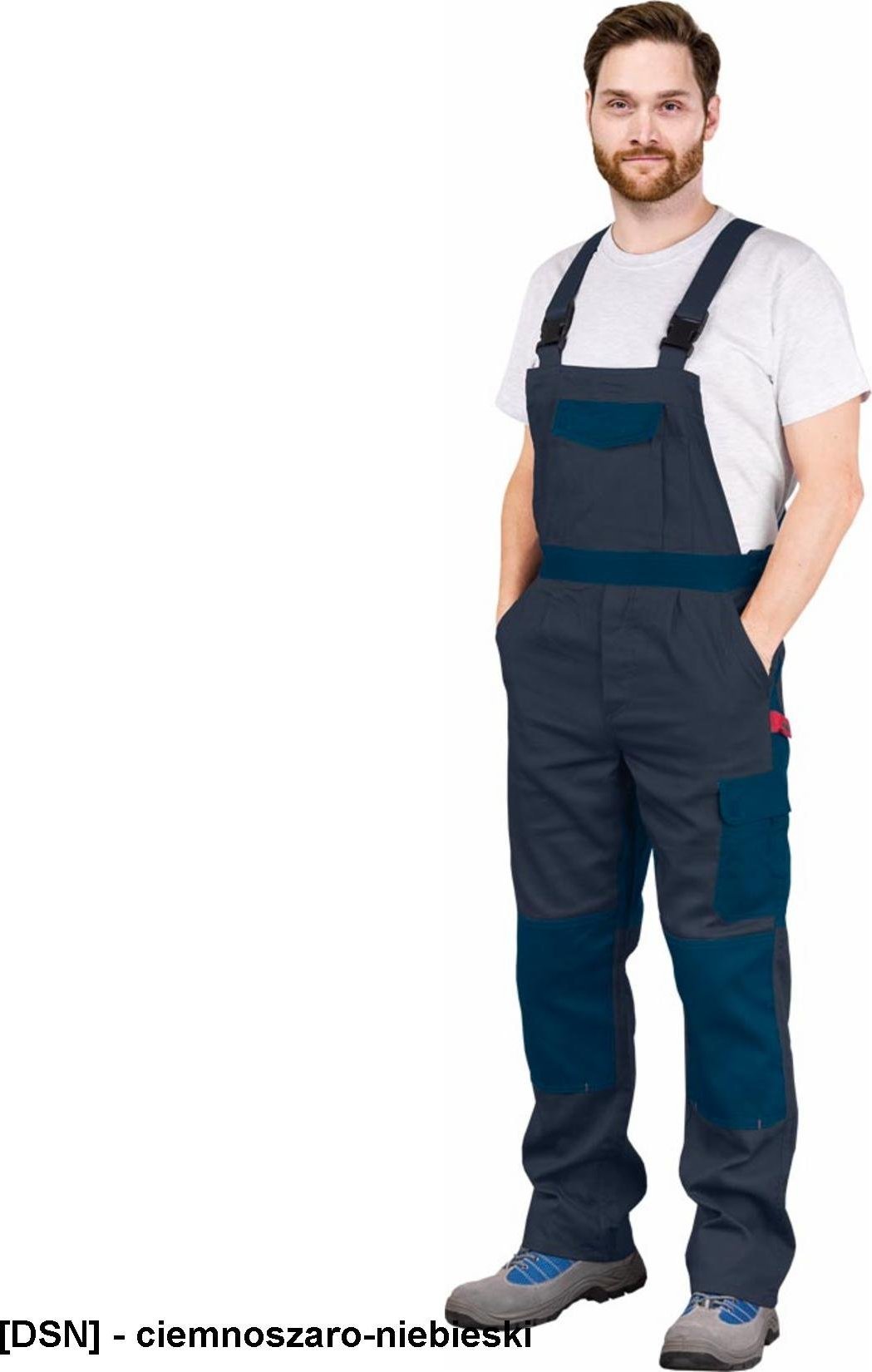 R.E.I.S. BOMULL-B - spodnie ochronne ogrodniczki 100% BAWEŁNY - niebiesko-granatowy 62