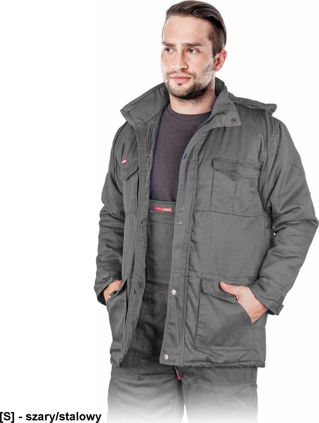 R.E.I.S. KMO-LONG Kurtka roboczo-zimowa - szary/stalowy 3XL