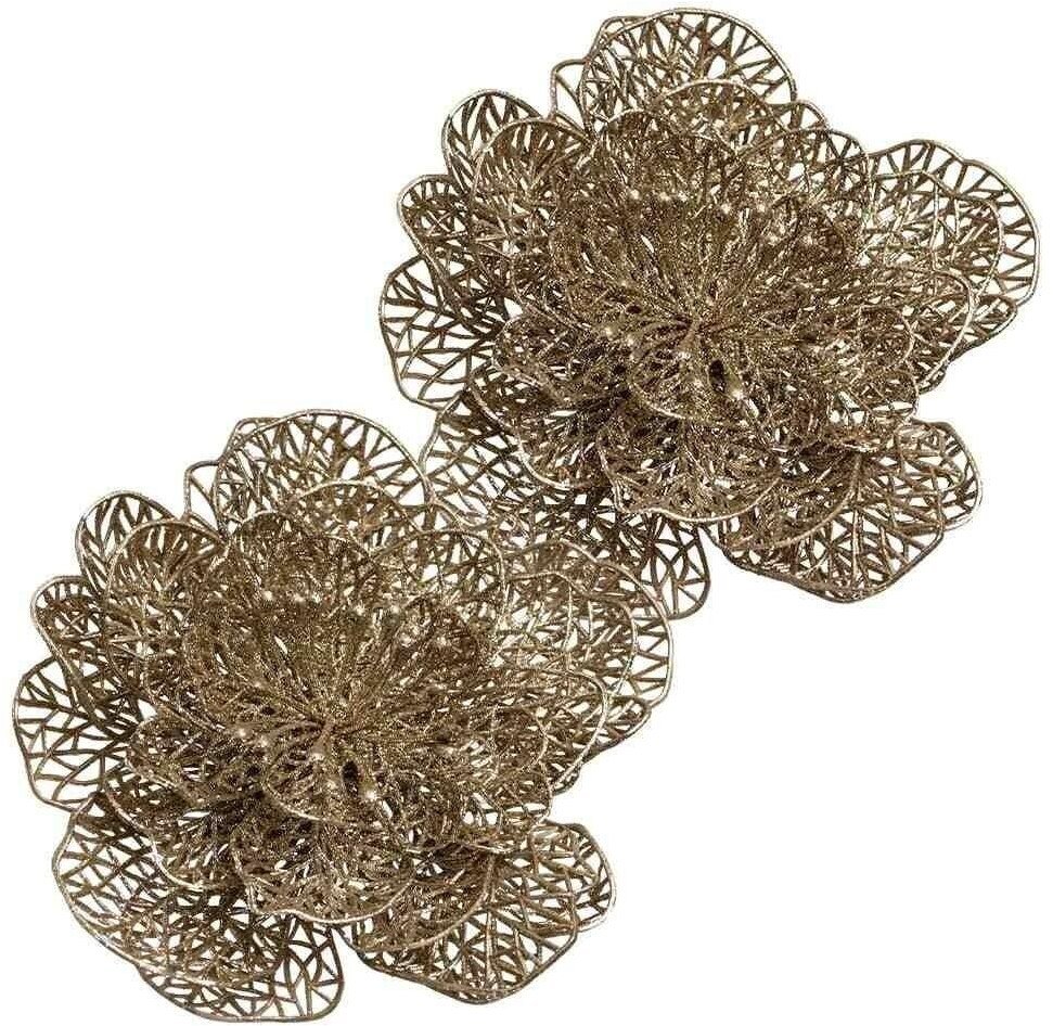 Ozdoby na choinkę złote kwiaty 2szt