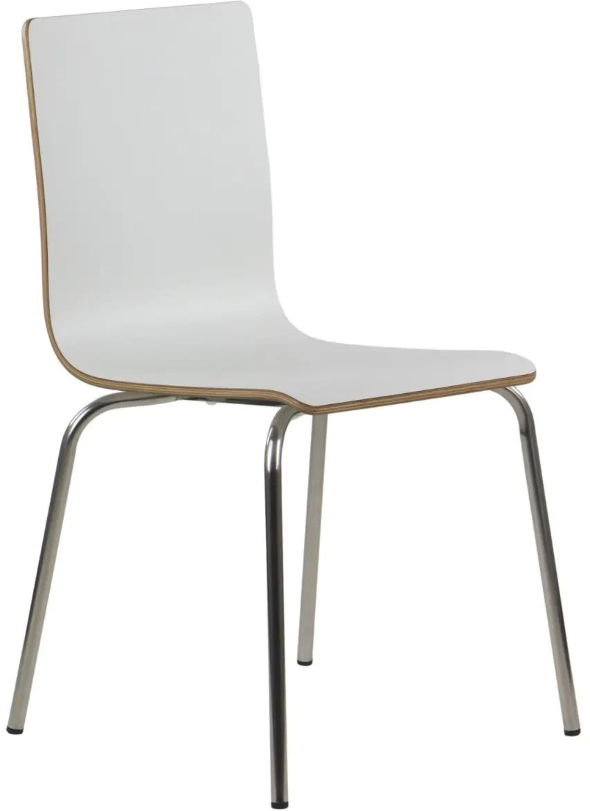 Krzesło ze sklejki laminowanej WERDI B białe/stal nierdzewna STEMA