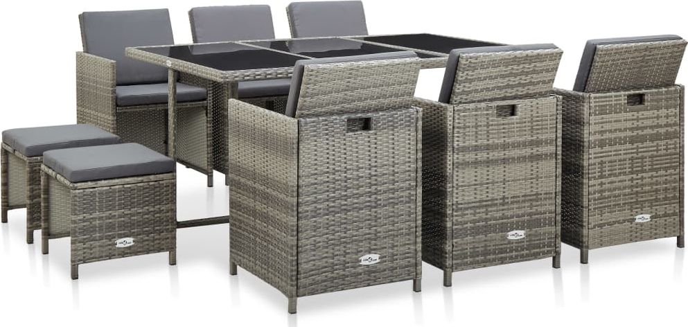 Elior 11-cz. szary zestaw rattanowy do ogrodu Cindy 4X
