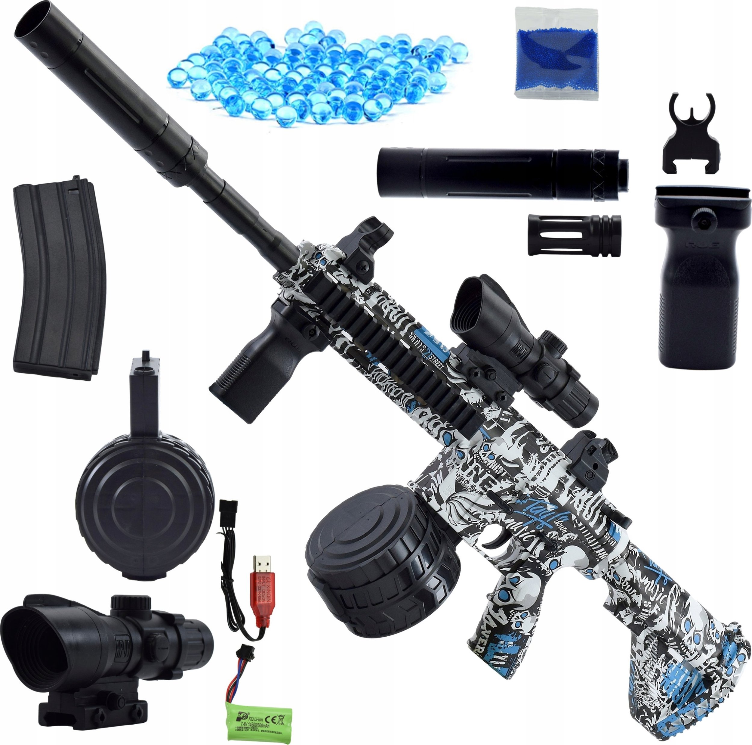 Skleplolki BEZPIECZNY WIELKI KARABIN NA KULKI ŻELOWE AUTOMAT MASZYNOWY PISTOLET BROŃ