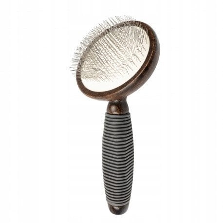 Ekskluzywna szczotka pudl�wka, dla zwierz�t, drewno bukowe, stal, tworzywo TPR, wym. 9,1x17,9cm