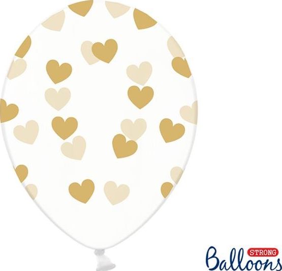 Party Deco Balony Strong, złote serduszka, 30 cm, 6 szt. uniwersalny