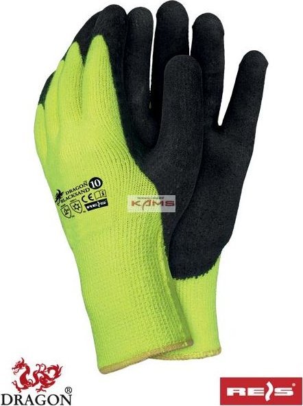 R.E.I.S. BLACKSAND - rękawice ochronne ocieplane, termoodporne z dzianiny powlekane latexem 9