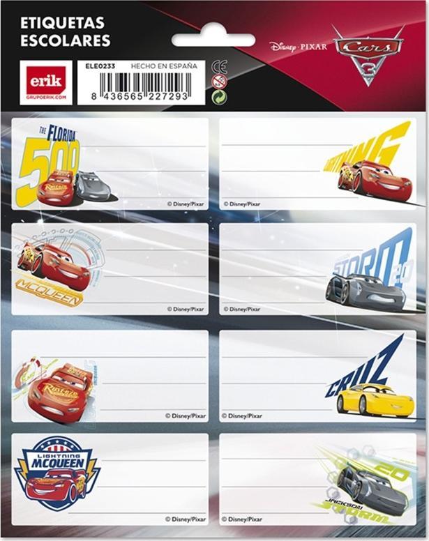 Cars Cars - Naklejki na zeszyt lub książkę (16 szt.)