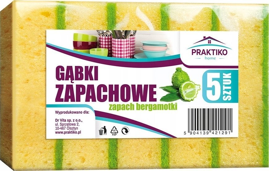 Praktiko Gąbki do zmywania o zapachu bergamotki 5 szt