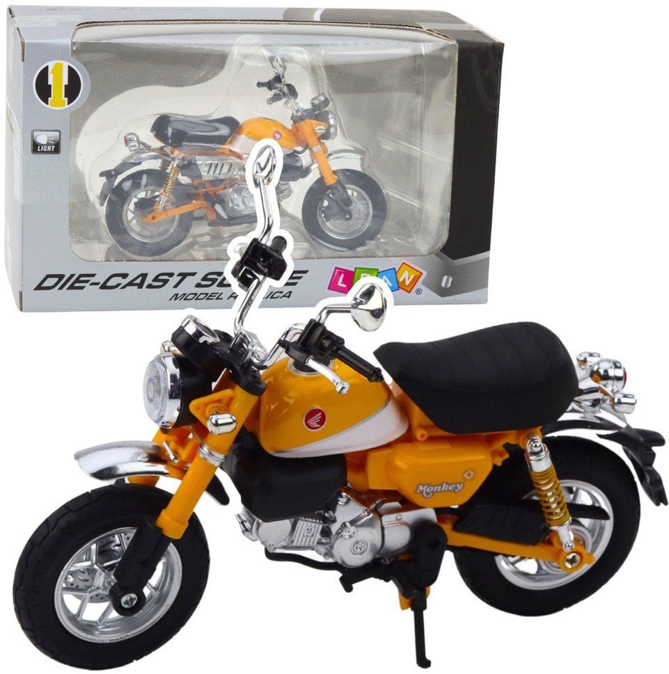 Motocykl Retro Klasyczny Metalowy Światła Żółty 1:12