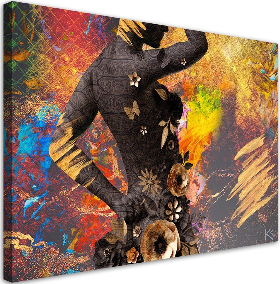 Feeby Obraz na płótnie, Afrykańska Kobieta Kwiaty Abstrakcja - 120x80