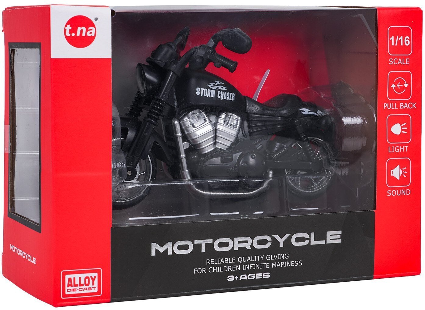 Metalowy Motocykl Czarny z Funkcją Świateł i Dźwięku