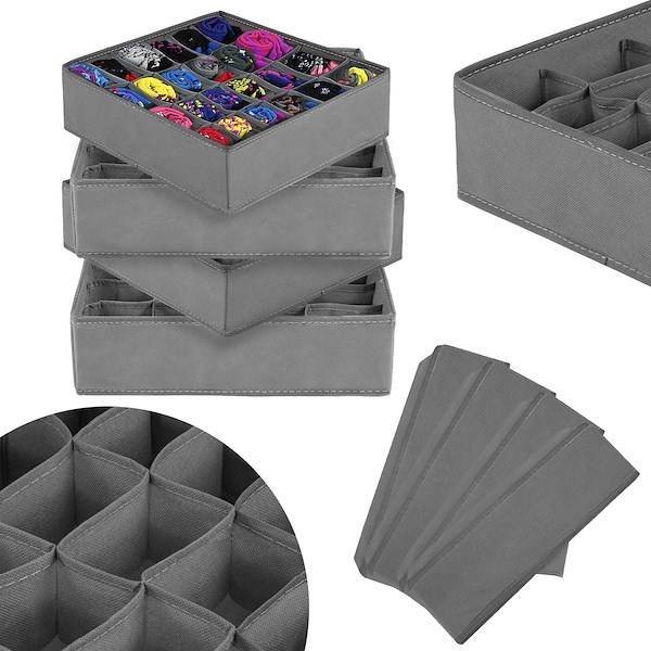 Springos Organizer na bieliznę 24 przegródki zestaw 4 szt. do szuflady szary UNIWERSALNY