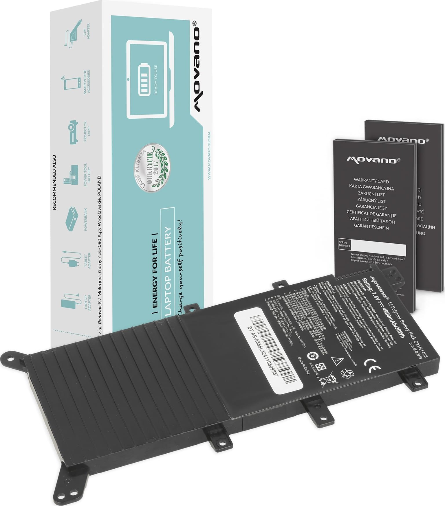 Bateria Movano do Asus A555L, A555U, F555B