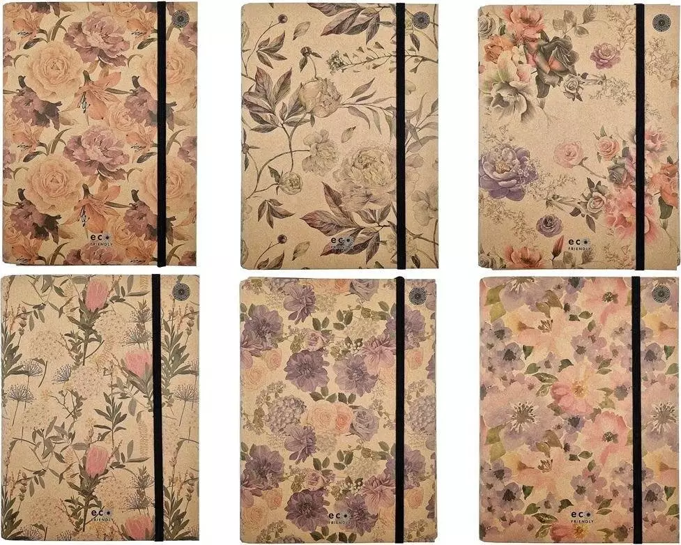 Ziemia Obiecana Teczka A4 skrzydłowa z gumką Misty Flowers MIX