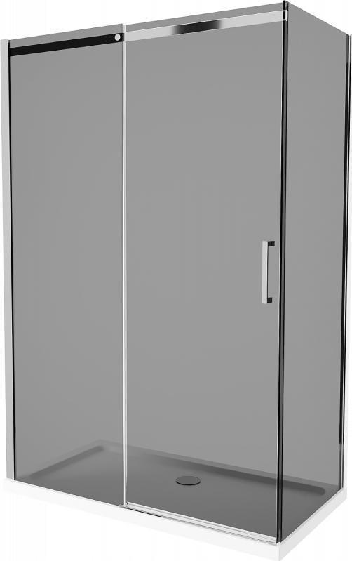 Mexen Mexen Omega kabina prysznicowa rozsuwana 130 x 70 cm, grafit, chrom + brodzik Flat, bialy - 825-130-070-01-40-4010