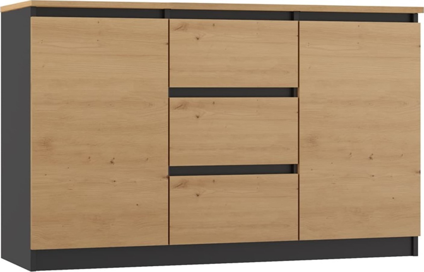 Topeshop Komoda Malwa 2D3S/BA ANTRACYT ARTISAN