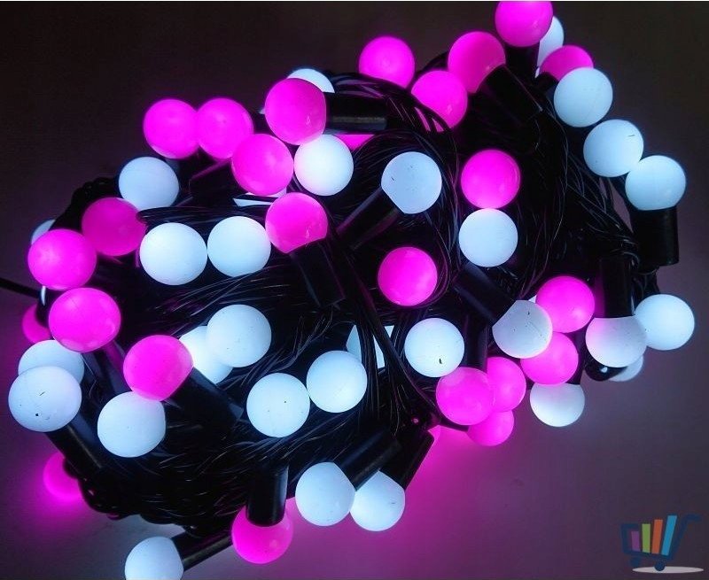 Lampki choinkowe Tech-Led LAMPKI CHOINKOWE KULKI 200 LED-16M BIAŁO-RÓŻOWE