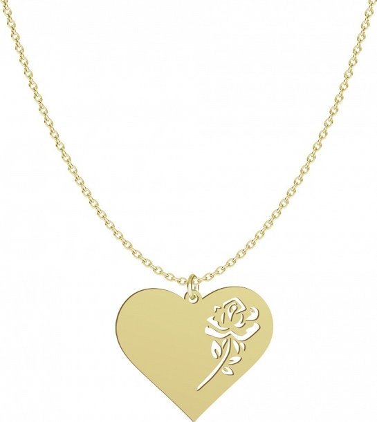 Radziszewska Jewellery Złoty Naszyjnik Róża w Sercu 925 Prezent Łańcuszek Prezent GRAWER GRATIS