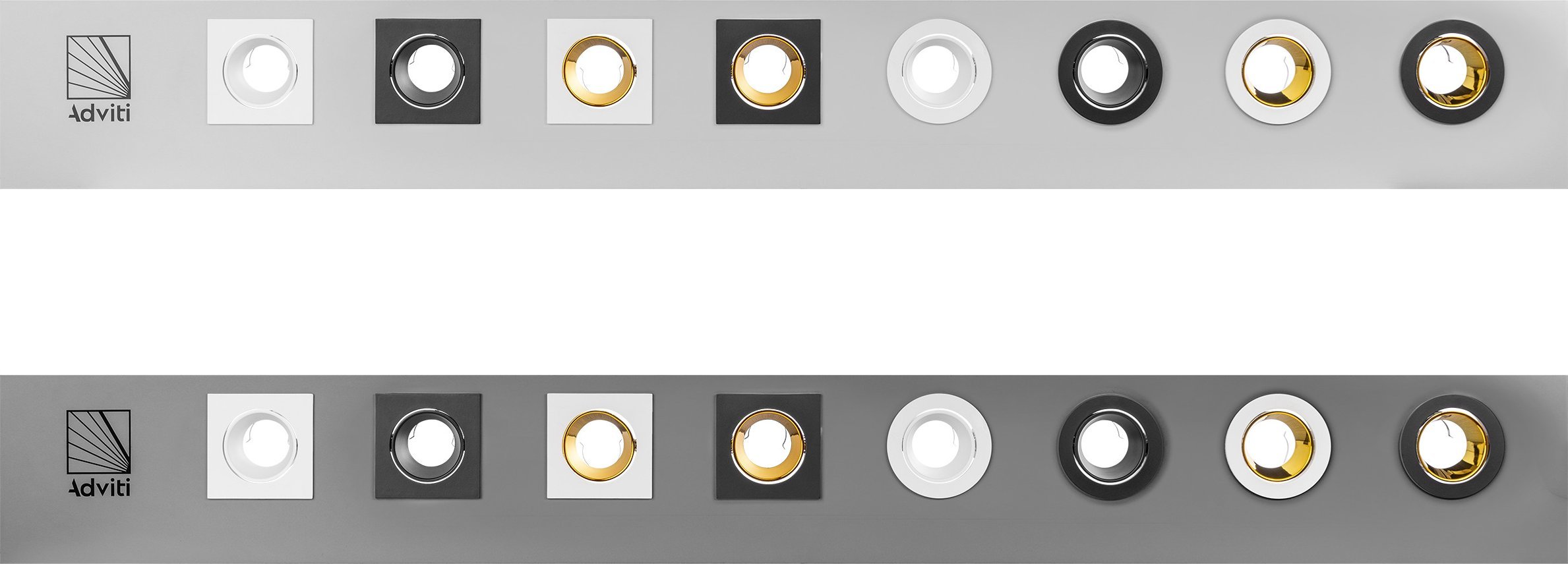 Ekspozytor Adviti oprawy punktowe, szary, 133x16 cm