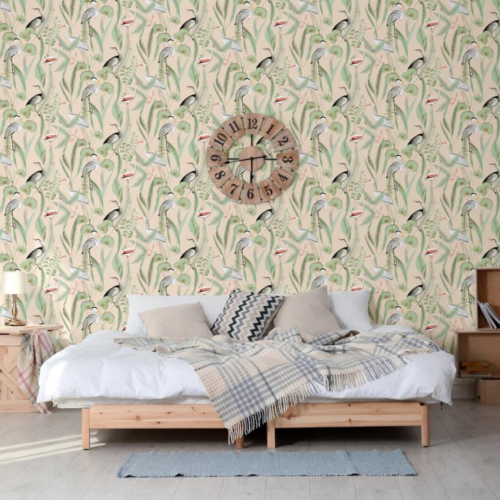 Dutch Wallcoverings DUTCH WALLCOVERINGS Tapeta Flamingo, kremowo-miętowa