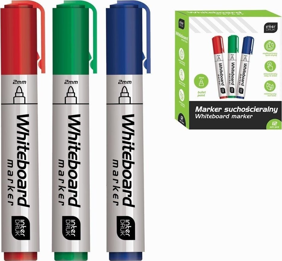 Interdruk Marker suchościeralny 3 kolory (12szt)
