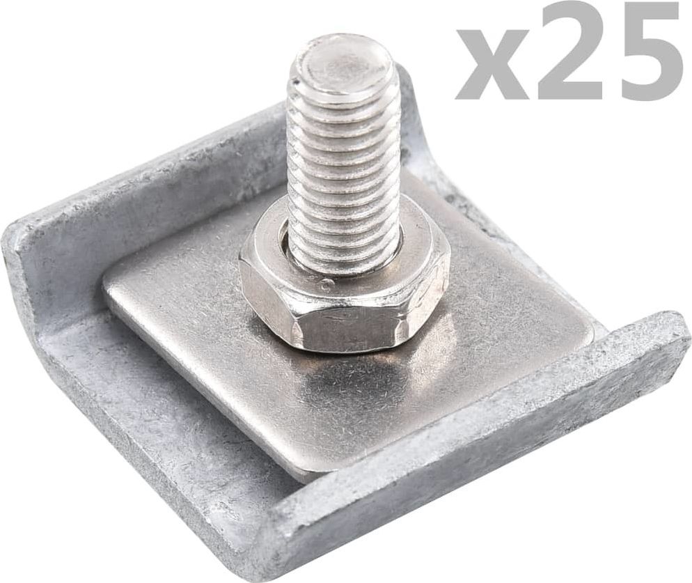 vidaXL Łączniki do ogrodzenia, 25 zestawów, srebrne