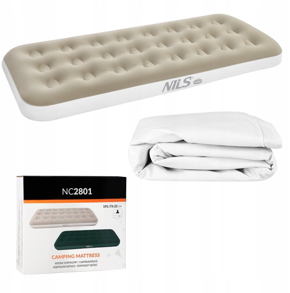 NC2801 MATERAC TURYSTYCZNY DMUCHANY 191X73X22 CM BEŻOWY NILS CAMP
