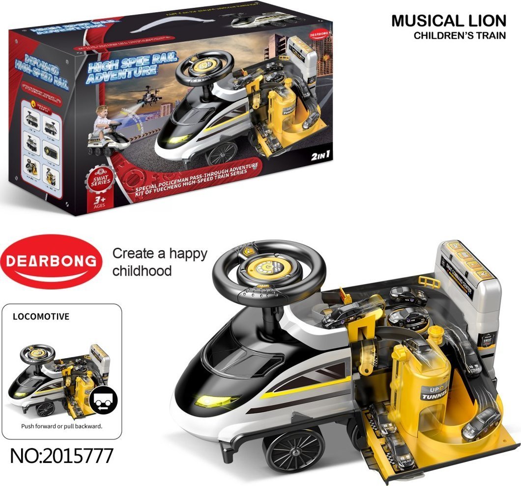 Jokomisiada Interaktywny Jeździk 2w1 Policja Czarno-biała dla dzieci 3+ Dźwięki Światła + Parking policji + 4 Resoraki + Ruchome elementy