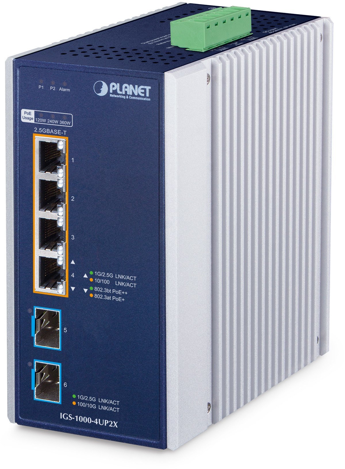Planet Industrial 4-Port PoE++ Switch IGS-1000-4UP2X