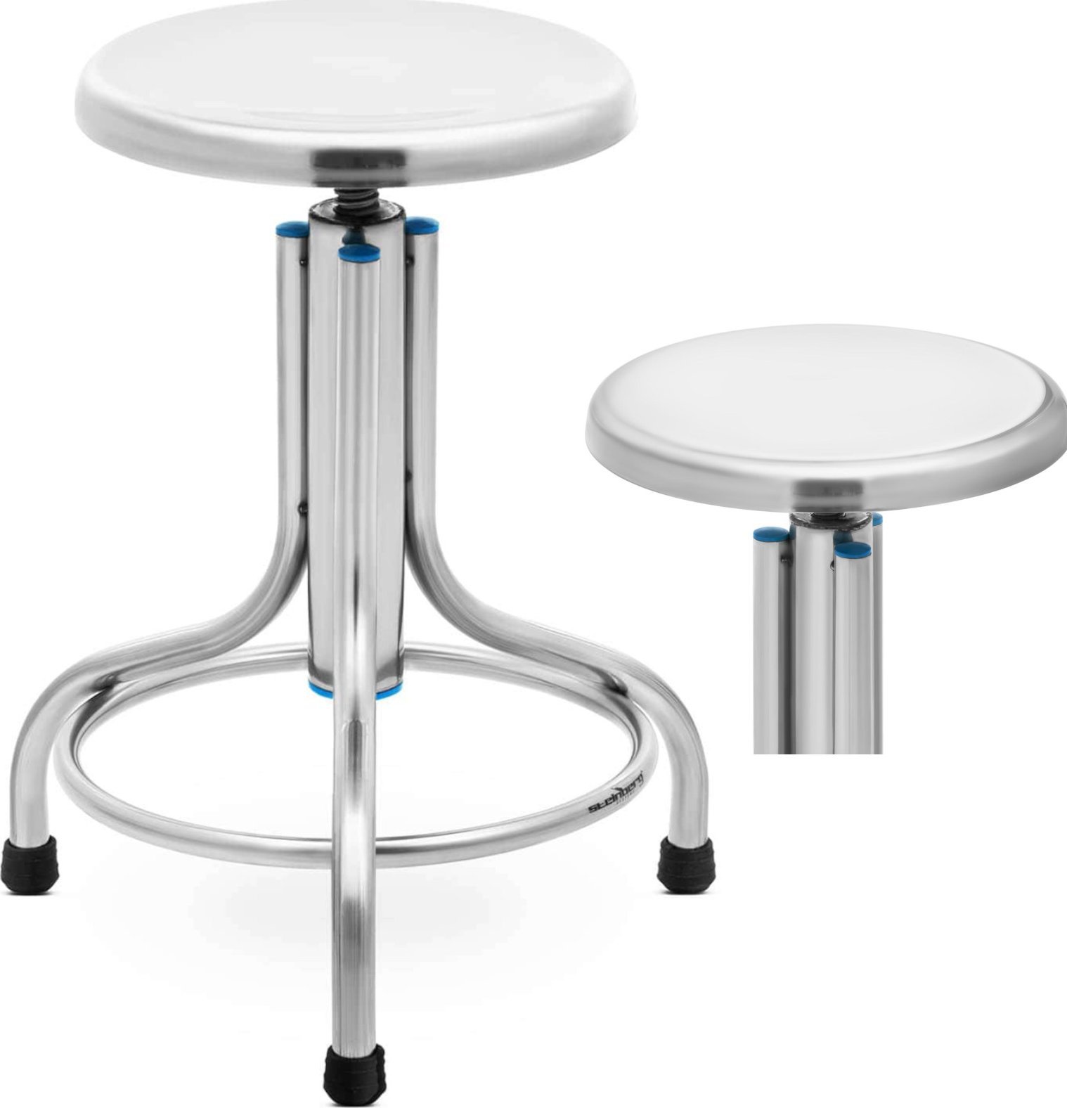 Steinberg Taboret stołek laboratoryjny warsztatowy ze stali nierdzewnej 45-60 cm do 150 kg Taboret stołek laboratoryjny warsztatowy ze stali nierdzewn
