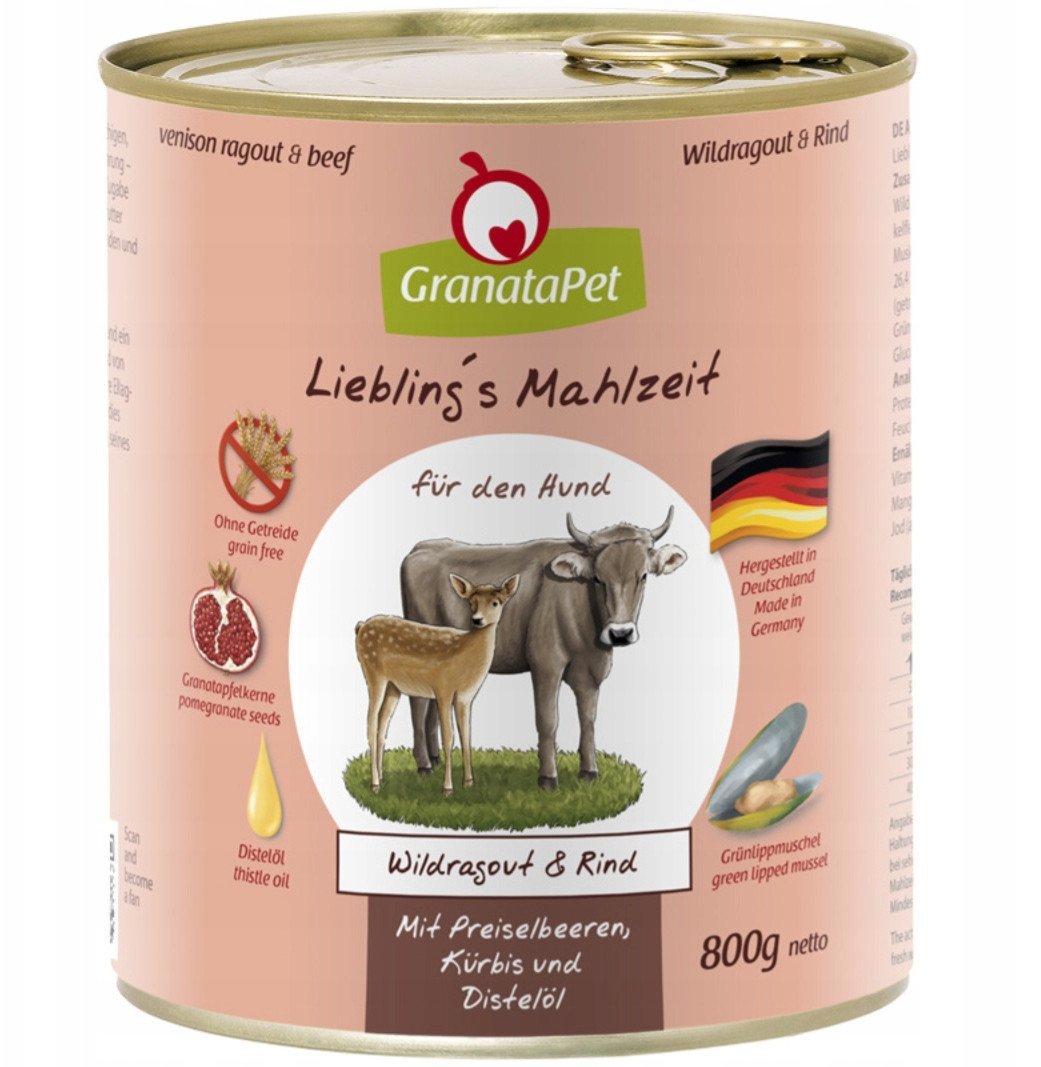 GranataPet Liebling´s Mahlzeit dziczyzna i wołowina mokra karma dla psa 800g