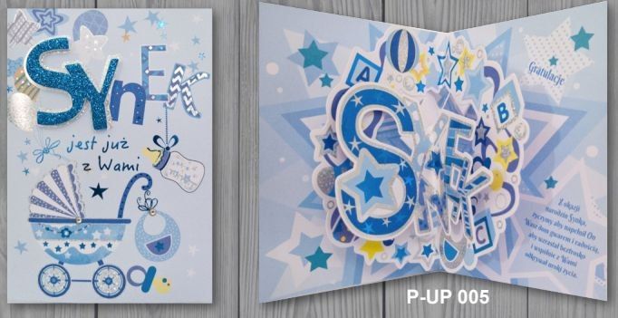 Panorama Kartki karnet Premium + koperta P-UP-005 Narodziny Synek Panorama